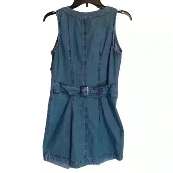 Japna Medium Wash denim button front fitted sleeveless belted dress size small - Picture 4 of 11